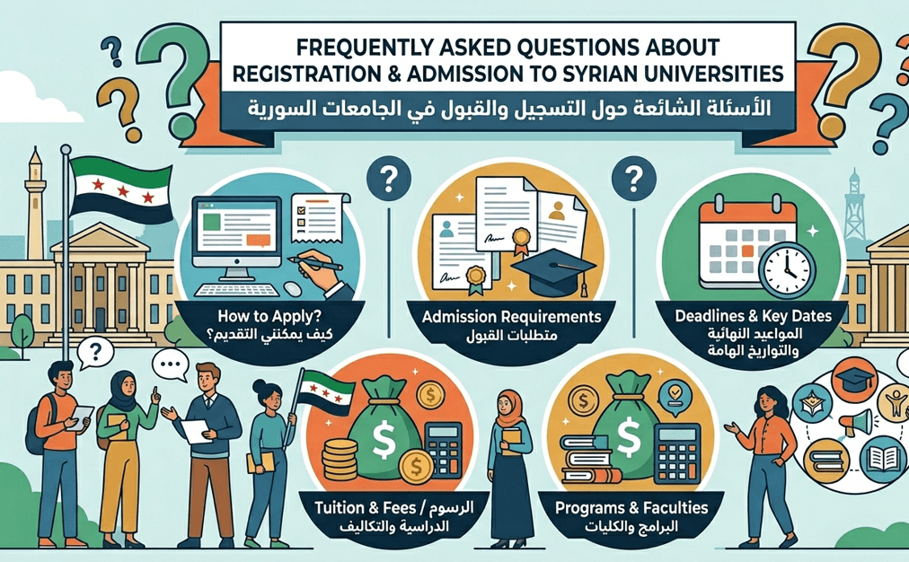 الأسئلة الشائعة حول التسجيل والقبول في الجامعات السورية
